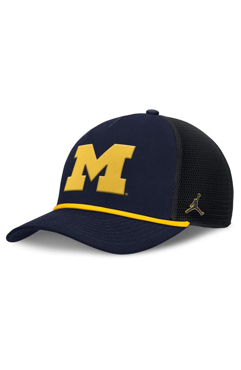 Jordan Brand Men's Jordan Brand Navy Michigan Wolverines Rise Primetime Trucker Adjustable Hat, Main, color, Navy