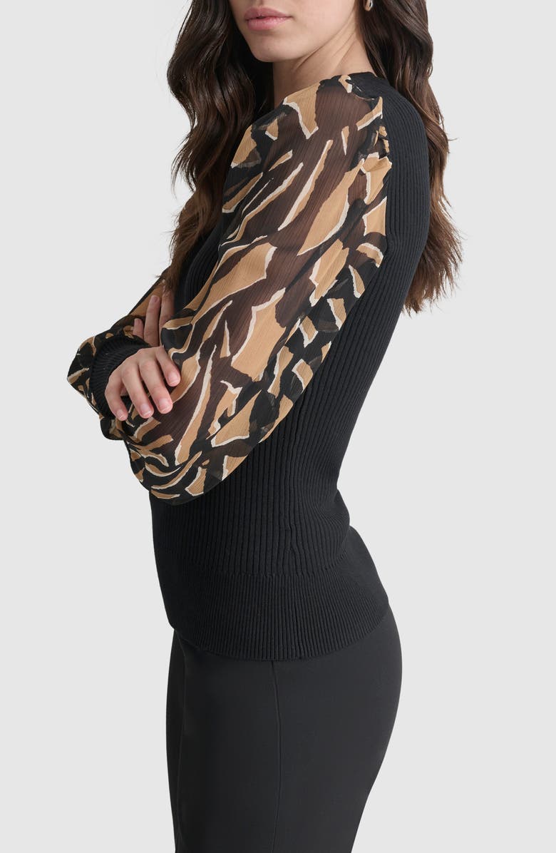 DKNY Rib Puff Shoulder Sweater, Alternate, color,