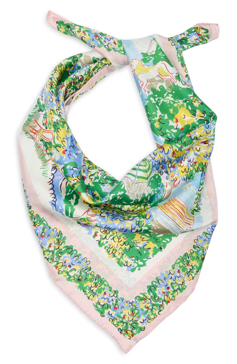 Kate Spade New York springtime gardens silk square scarf, Alternate, color, 