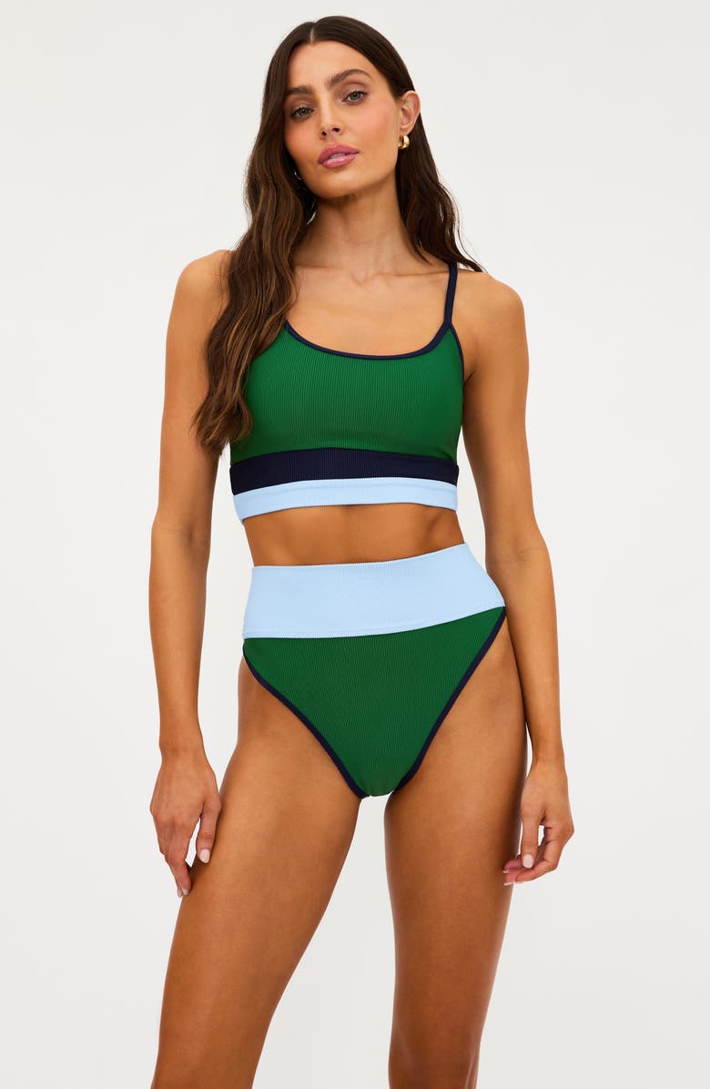 Beach Riot Eva Rib Bikini Top, Alternate, color, Ivy Colorblock