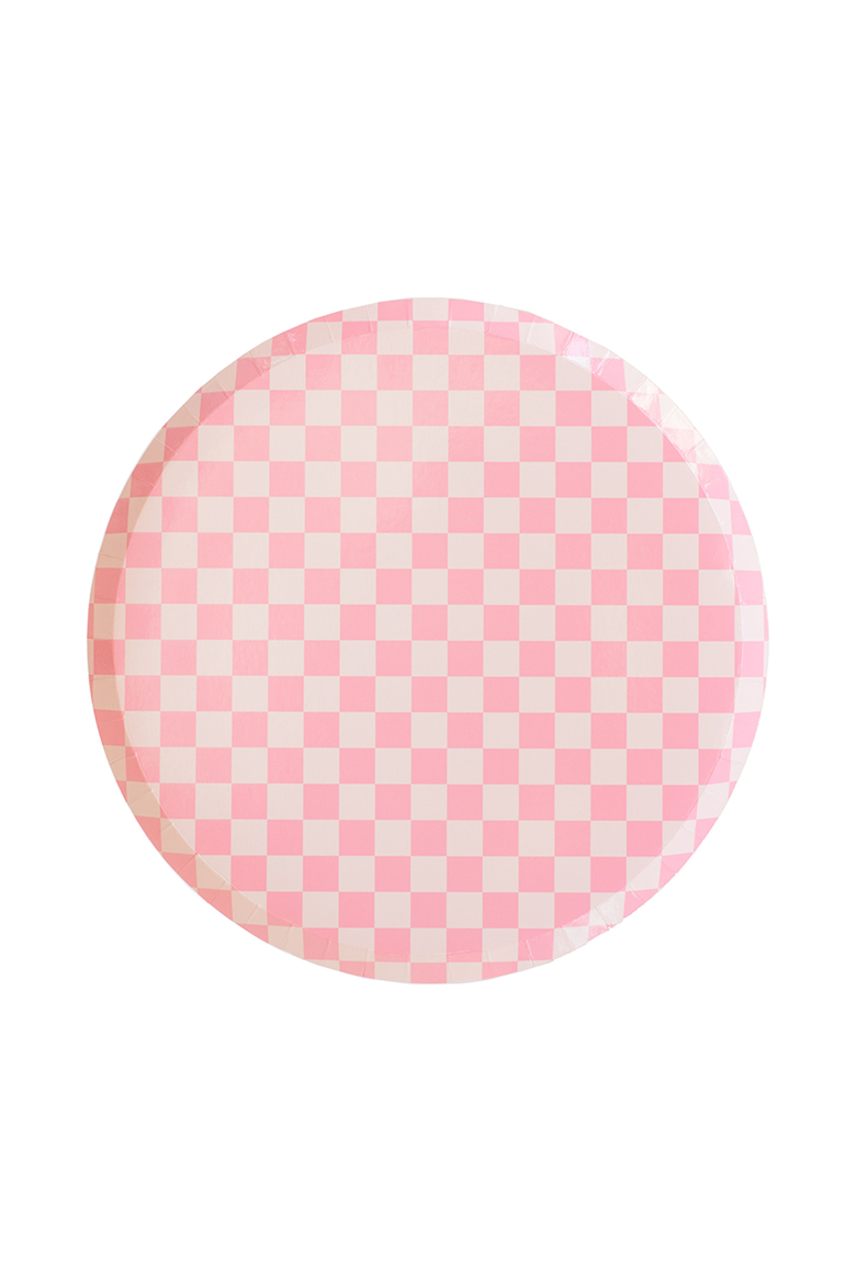 Checkered Dinner Plates, Main, color, Tickle Me Pink