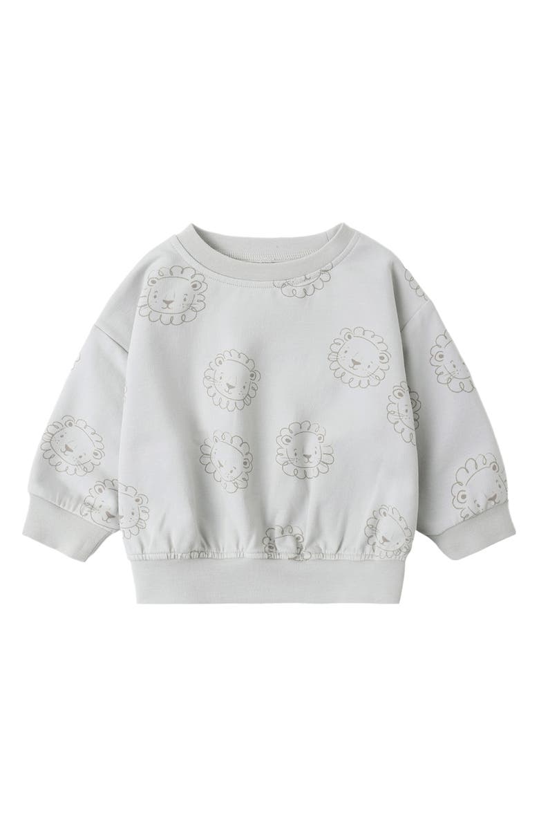 QUINCY MAE Lions Relaxed Fit Stretch Organic Cotton Sweatshirt, Main, color, Sky
