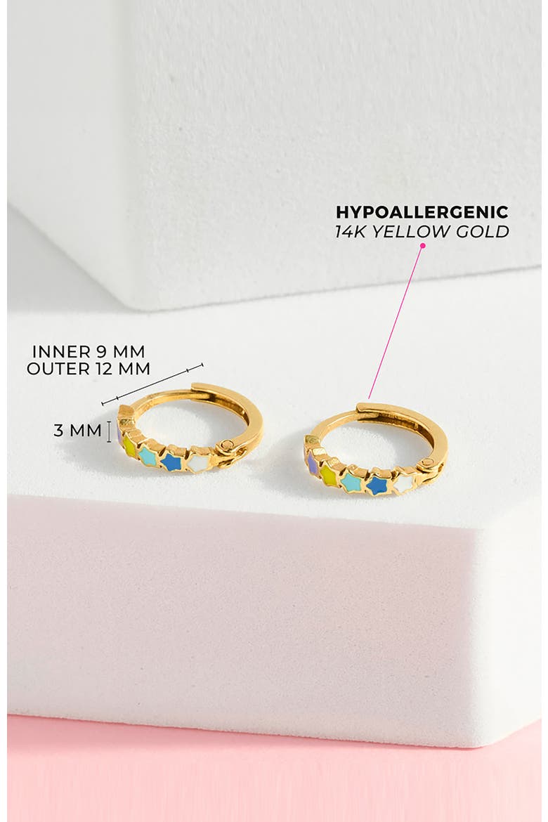 14k Star Cascade Hoops, Alternate, color, Multi-Color