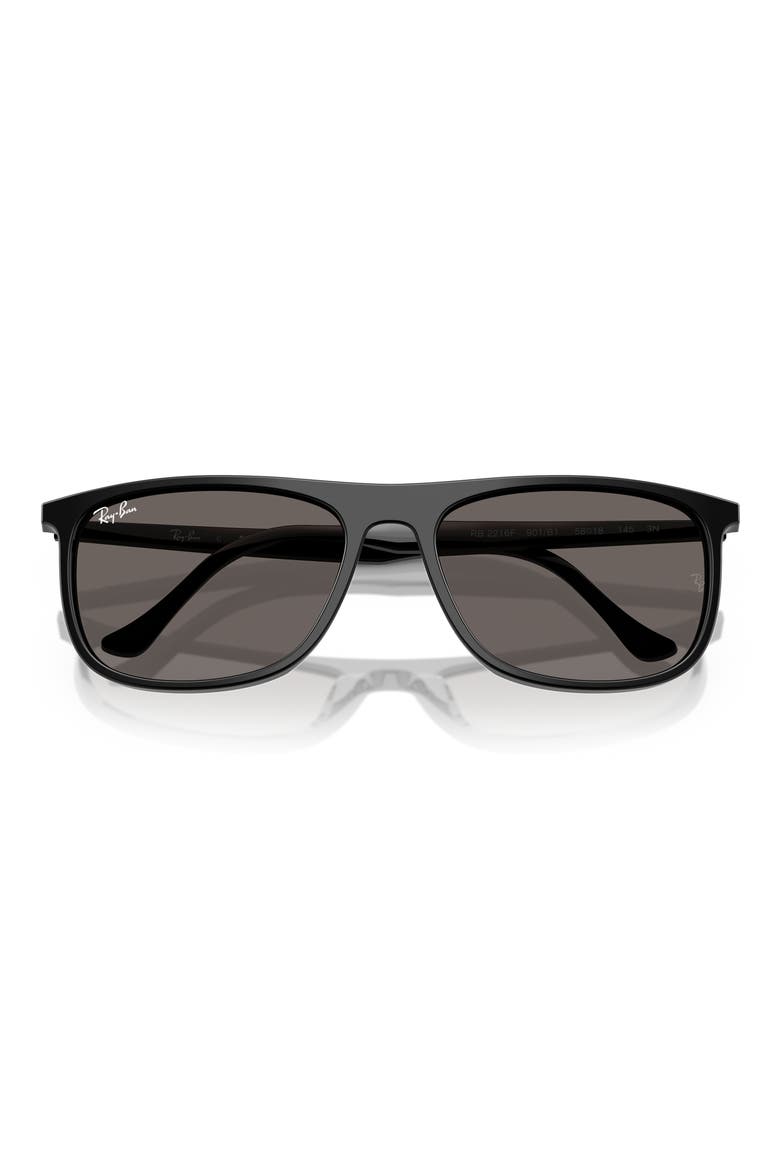 58mm Gradient Rectangular Sunglasses, Alternate, color, BLACK
