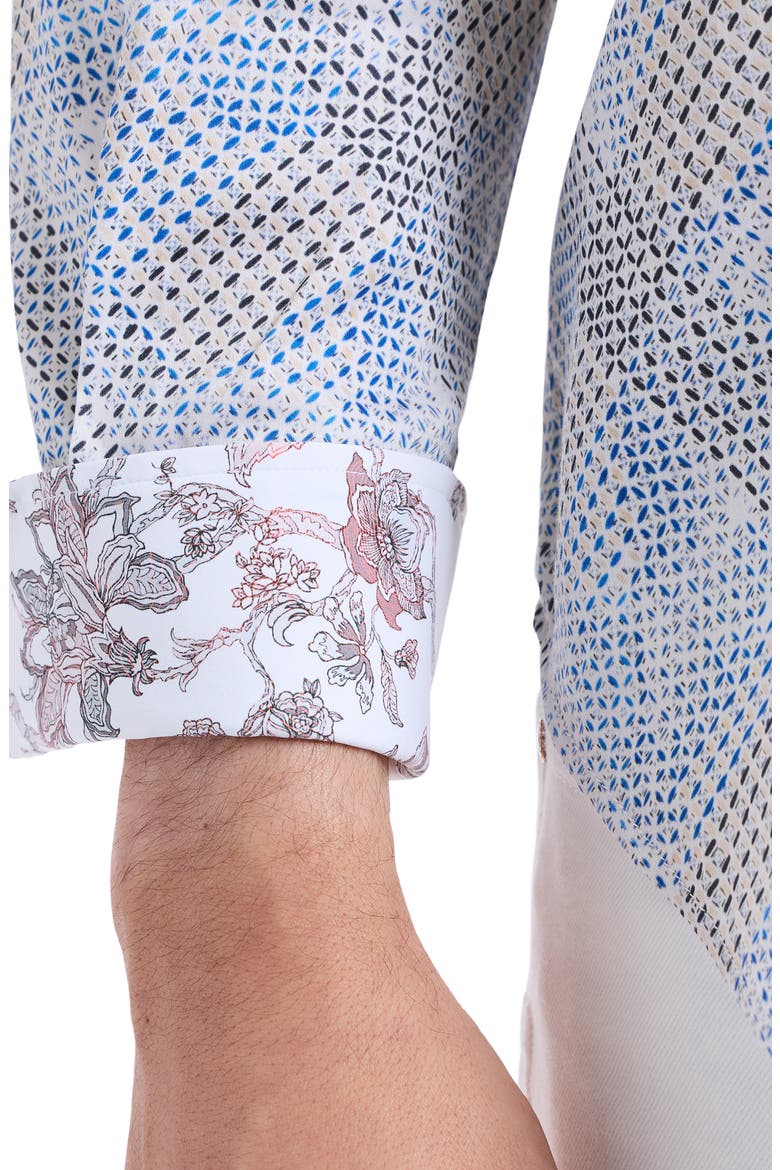 Shillibeer Stretch Cotton Button-Up Shirt, Alternate, color, BLUE MULTI