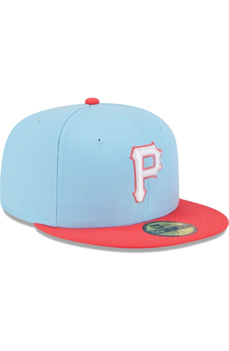 New Era Men's New Era Light Blue/Red Pittsburgh Pirates Spring Color Two-Tone 59FIFTY Fitted Hat, Alternate, color, 