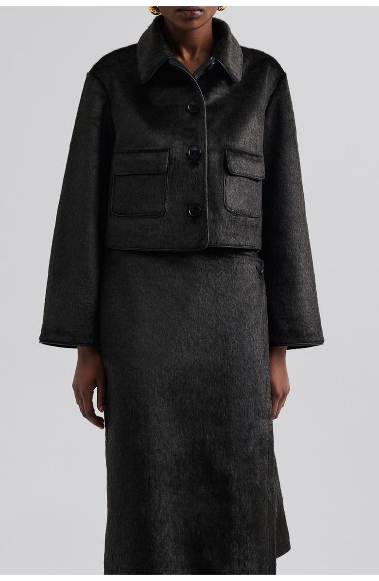 Malina Seressa Faux Pony Hair Boxy Jacket, Alternate, color, Chocolate