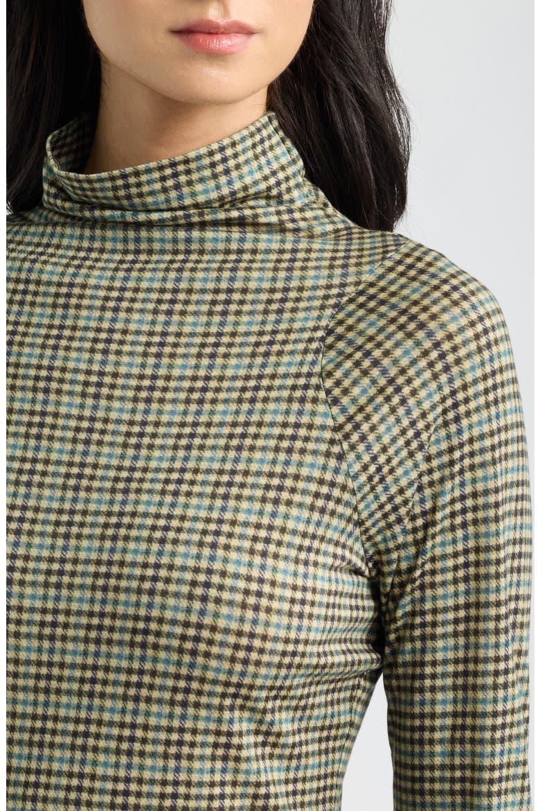 Shaw Paneled Plaid Turtleneck T-Shirt, Alternate, color, GREEN MULTI