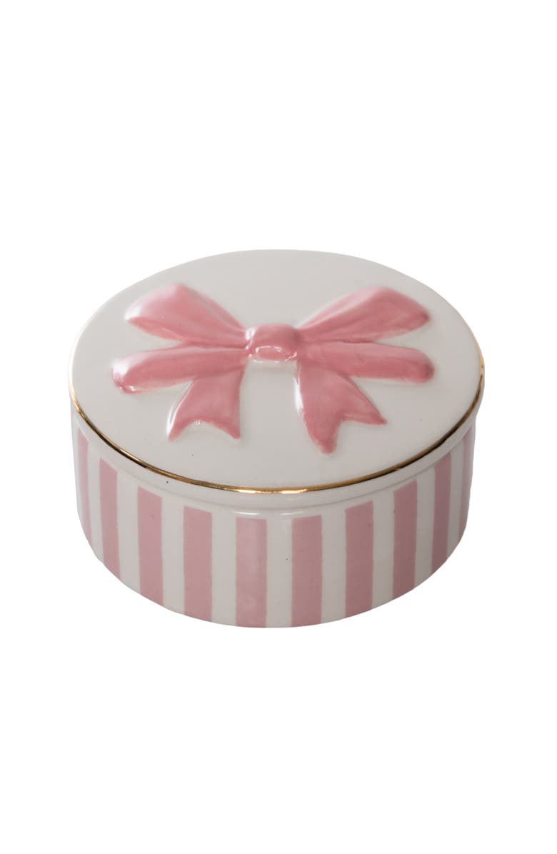 Totalee Gift Bow Ring Dish with Lid Ceramic Pinki, Main, color, Pink