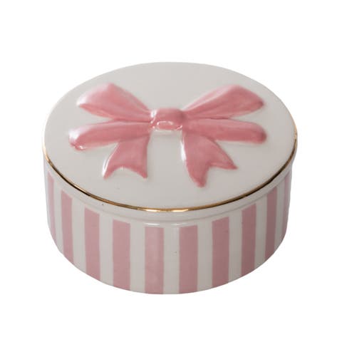 Bow Ring Dish with Lid Ceramic Pinki