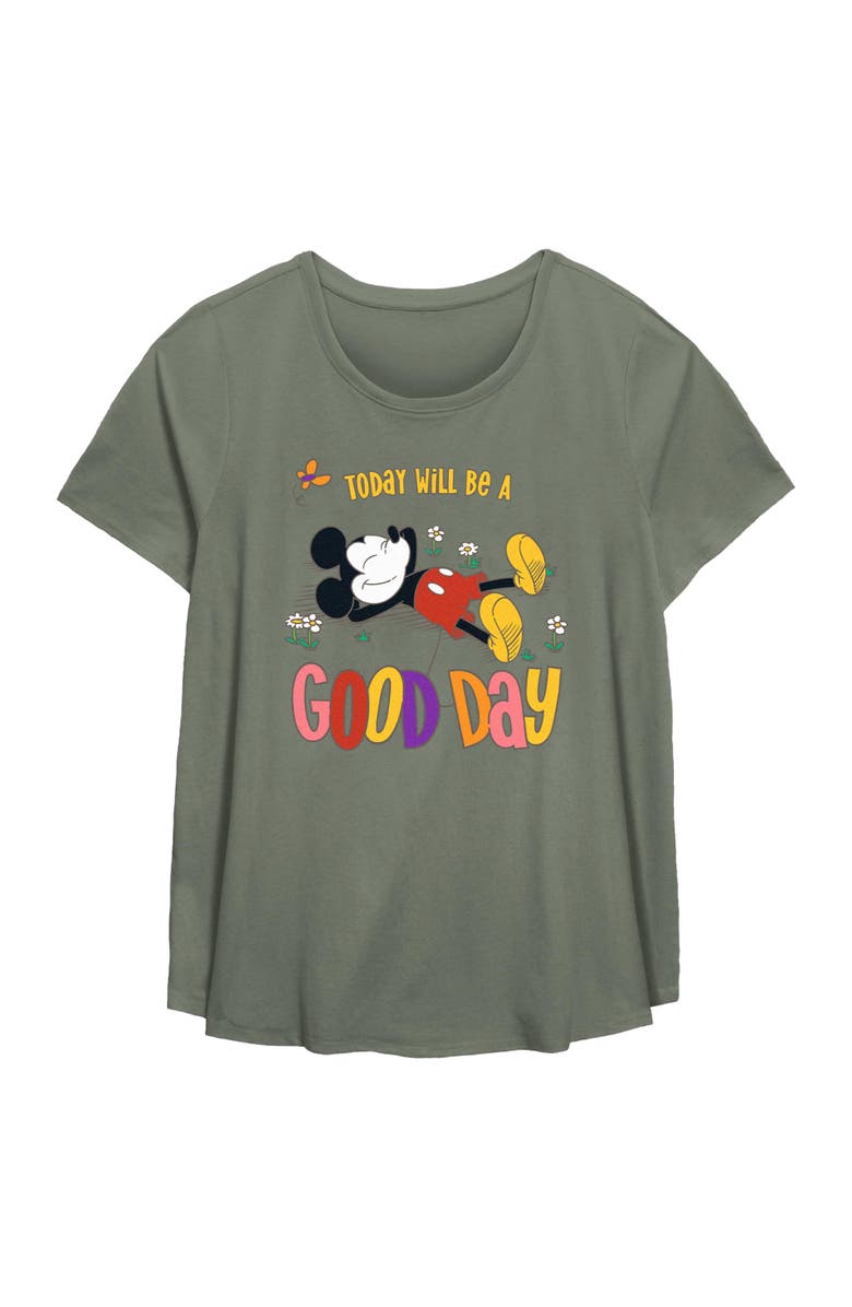 Mickey & Friends Women's Mickey & Friends Today Will Be a Good Day Graphic T-Shirt, Main, color, Sage Green