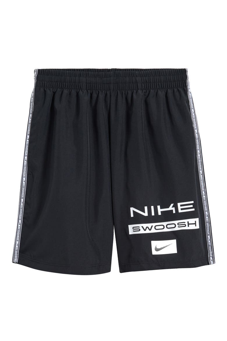 Kids' Multi Dri-FIT Woven Drawstring Shorts, Main, color, BLACK/ WHITE