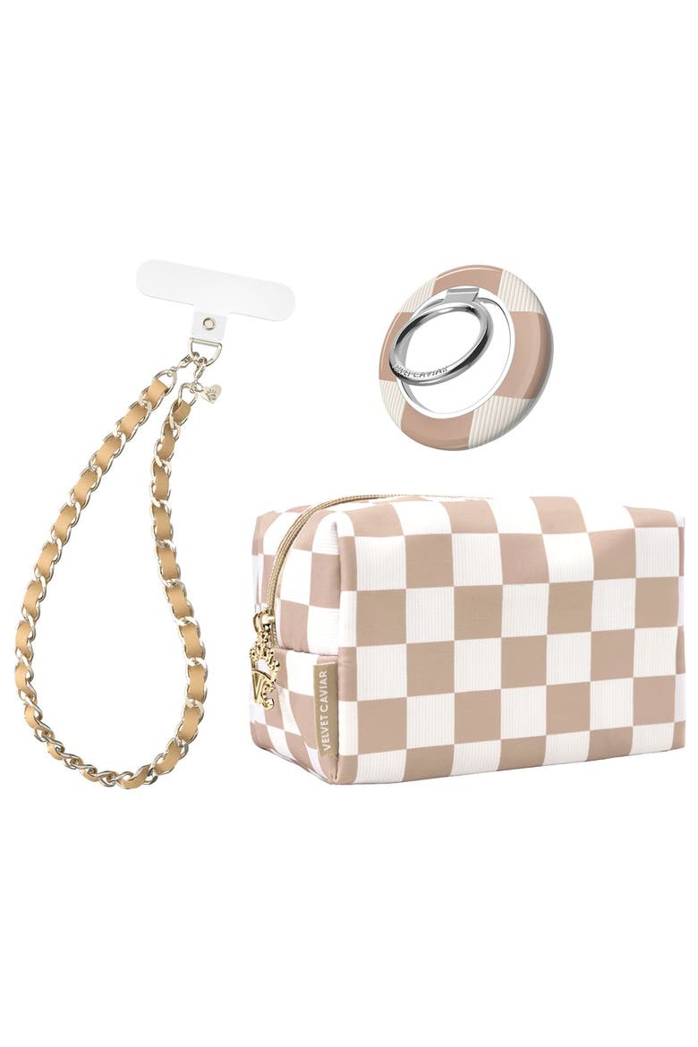 Fashion Set with Phone Charm, Grip Ring, and Travel Bag, Main, color, Beige