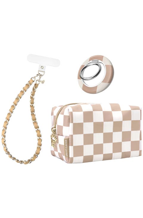 Fashion Set with Phone Charm, Grip Ring, and Travel Bag