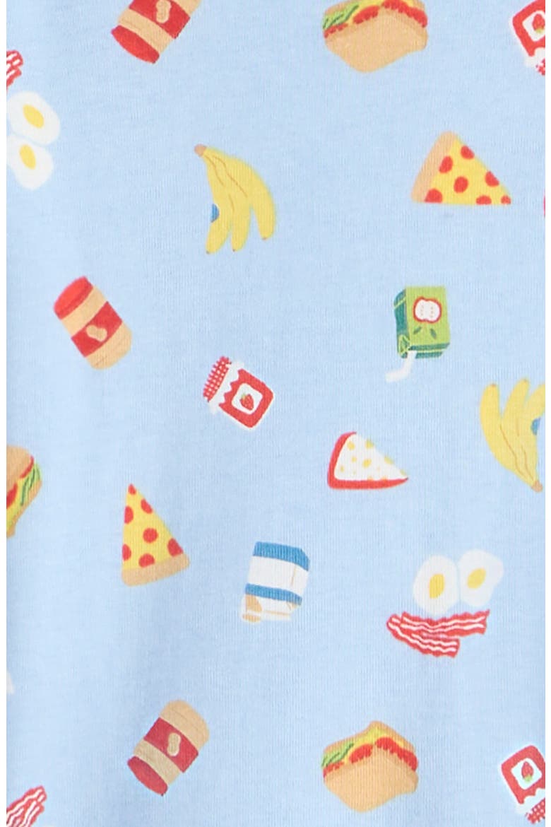 Kids' Fitted Cotton Pajamas, Alternate, color, CHAMBRAY BLUE SNACKS