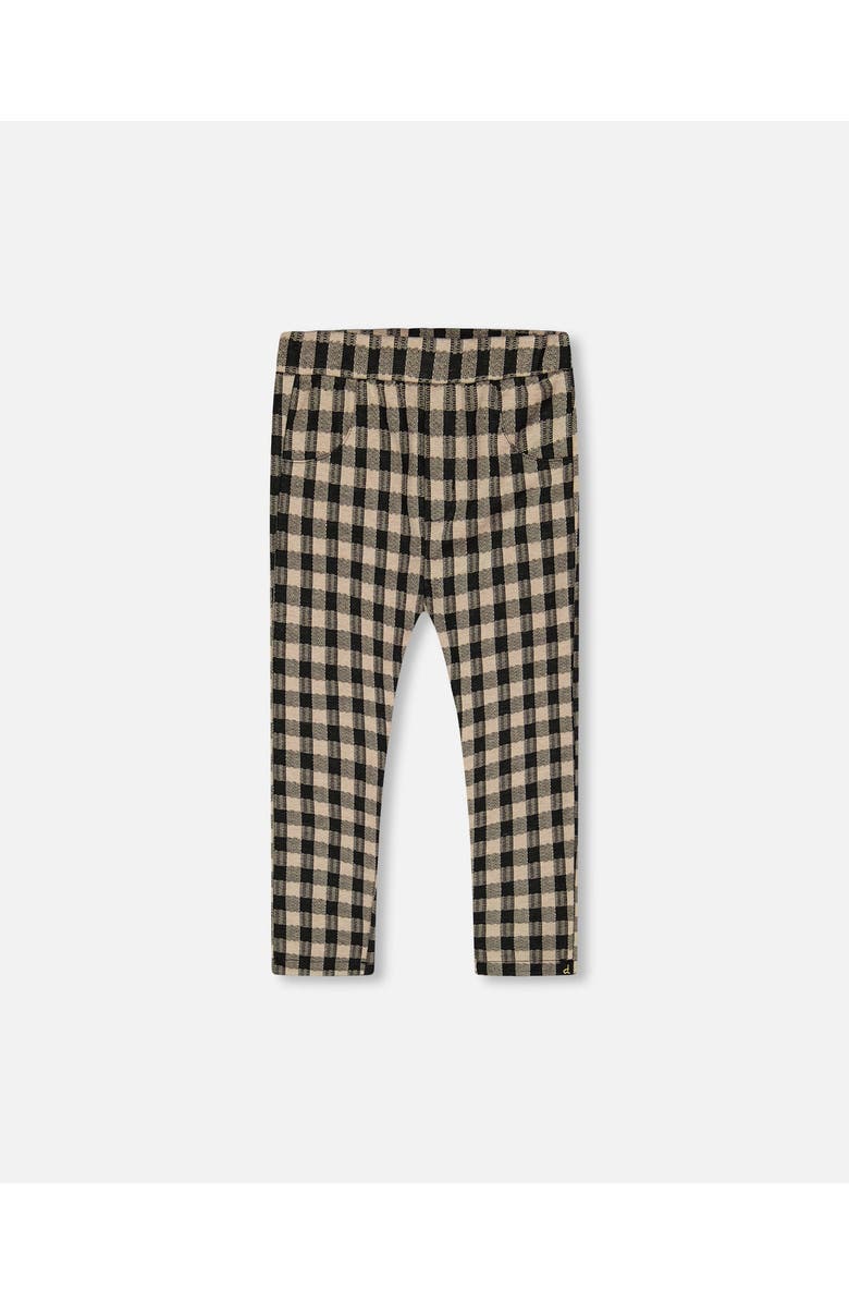 Deux par Deux Little Girl's Treggings Plaid Black And Beige, Main, color,