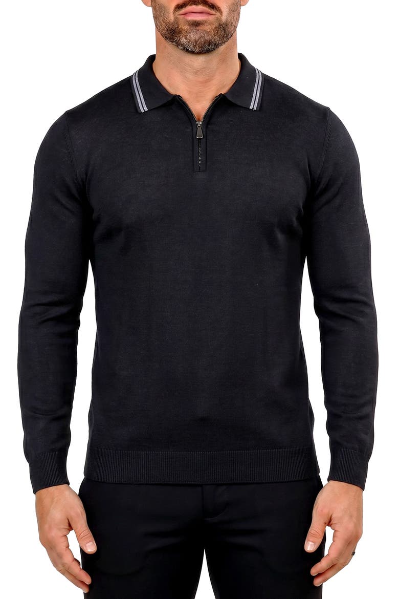 Quarter Zip Merino Wool Sweater, Main, color, BLACK