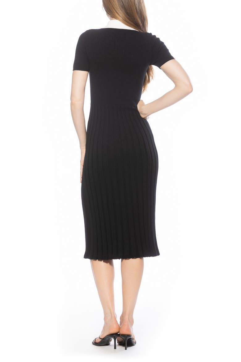 Lanie Collared Knit Midi Dress, Alternate, color, BLACK