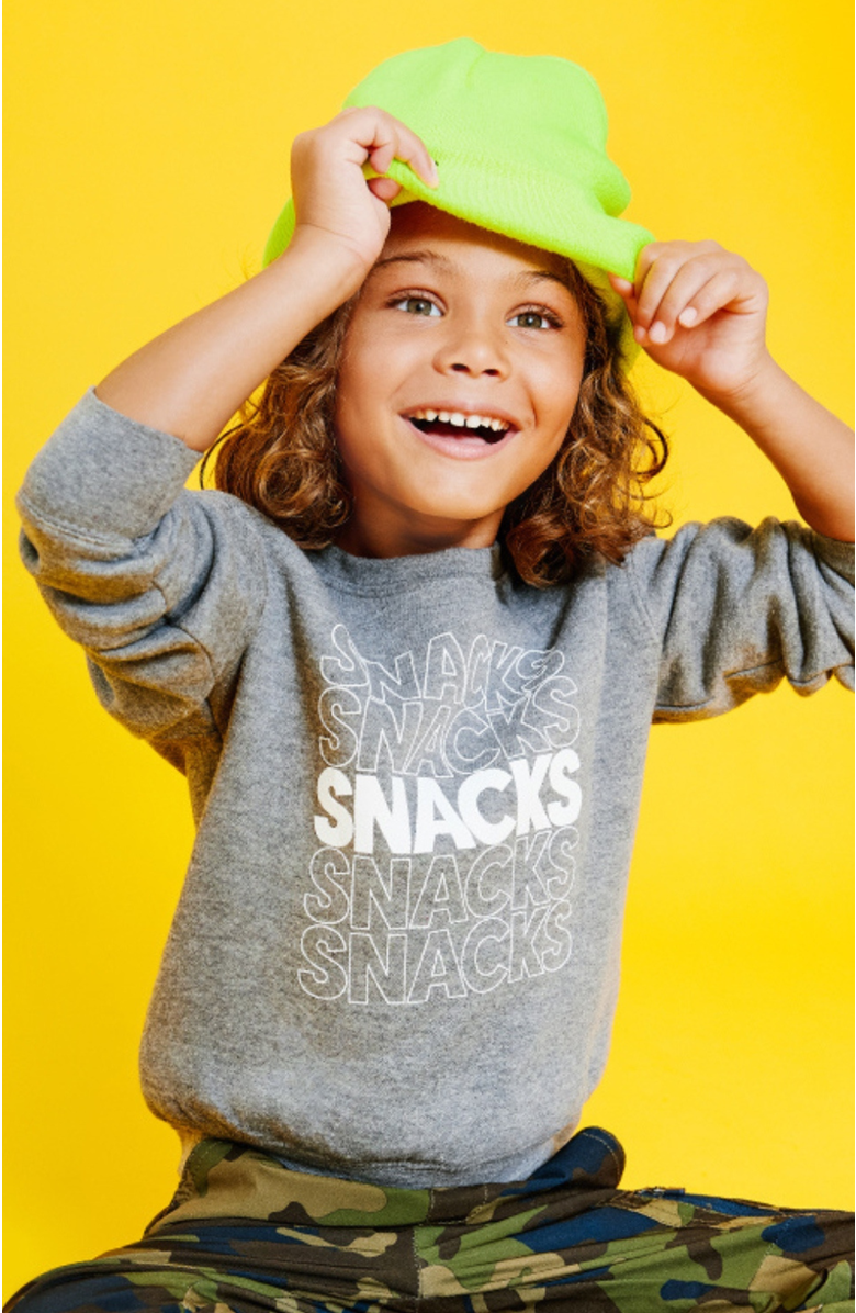 Little Chicken Kids' Snacks Sweatshirt, Alternate, color, Grey