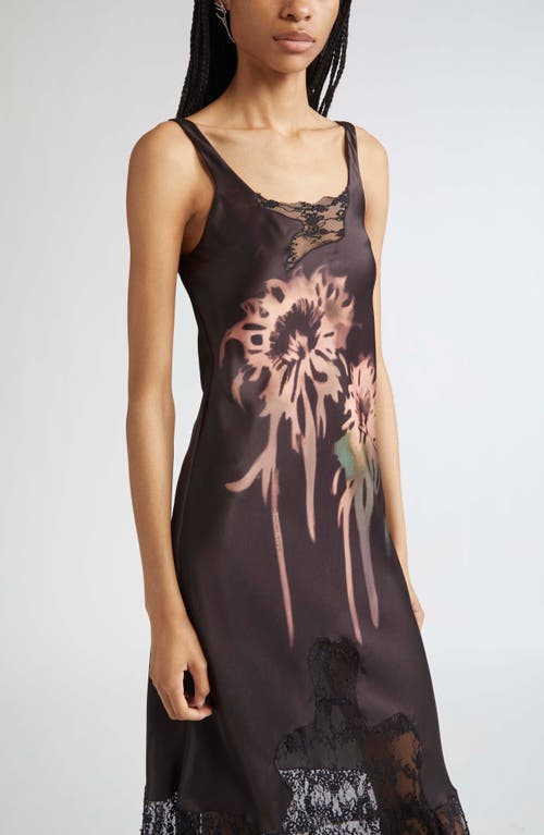 Collina Strada Stone Flower Drip Anemone Satin & Lace Tank Dress In Pink