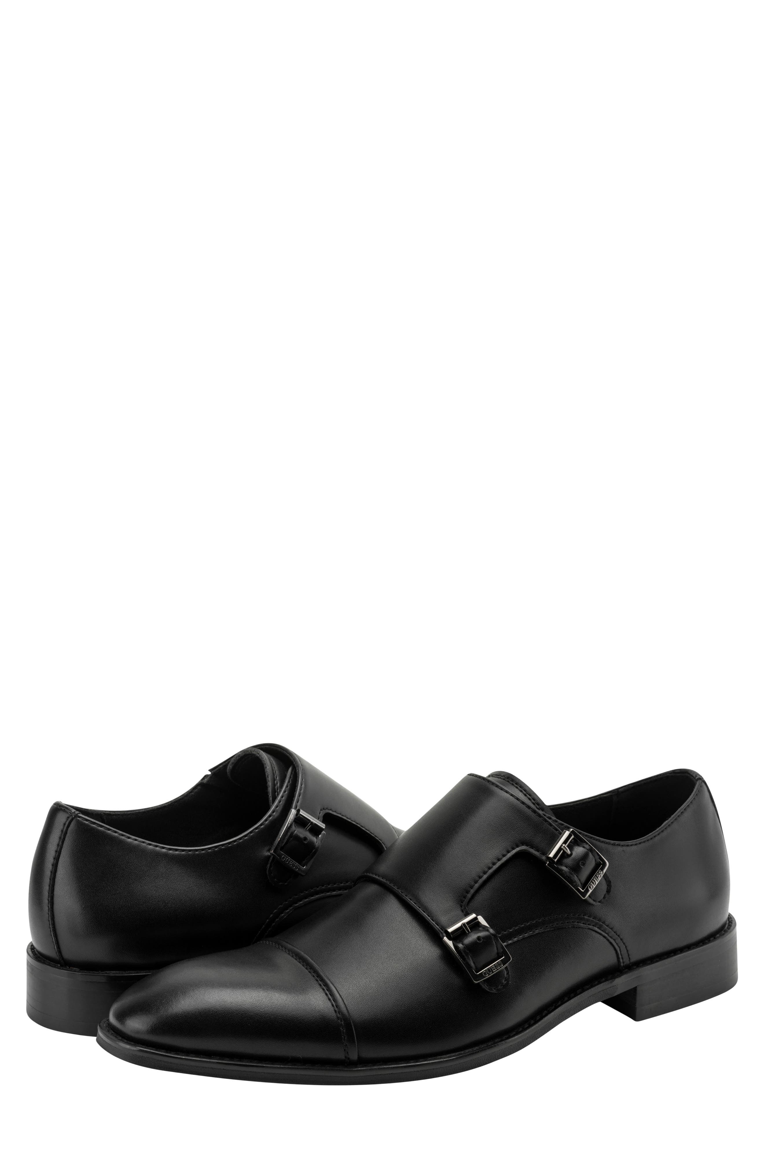 Lintoro Faux Leather Monk Strap Shoe, Alternate, color, BLACK