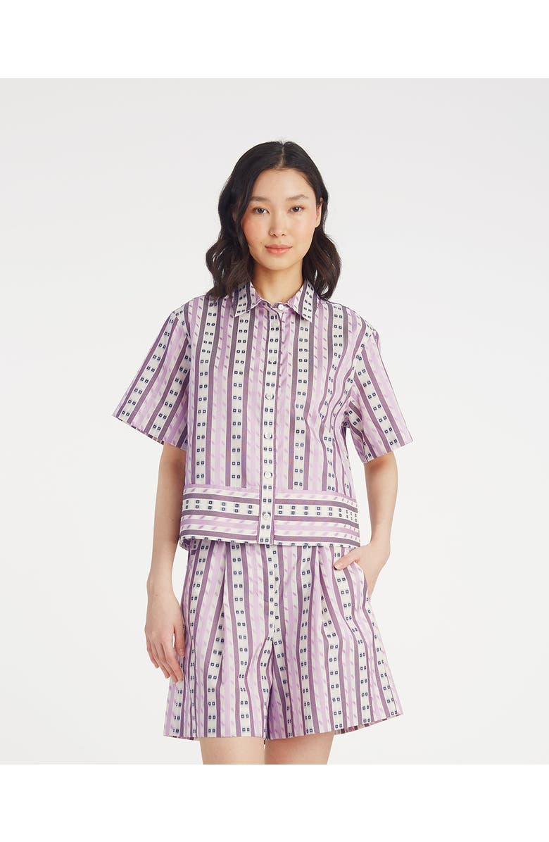 Draper James Short Sleeve Cropped Button Down, Alternate, color, 