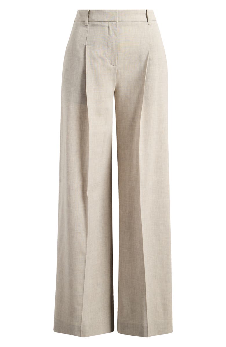 BOSS Tiana Virgin Wool Wide Leg Pants, Alternate, color, Pumice
