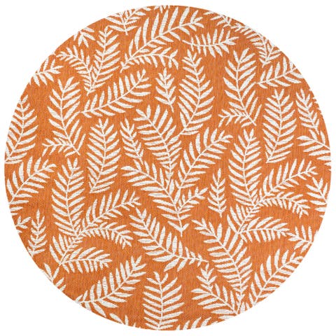 Nevis Palm Frond Indoor/Outdoor Round Area Rug