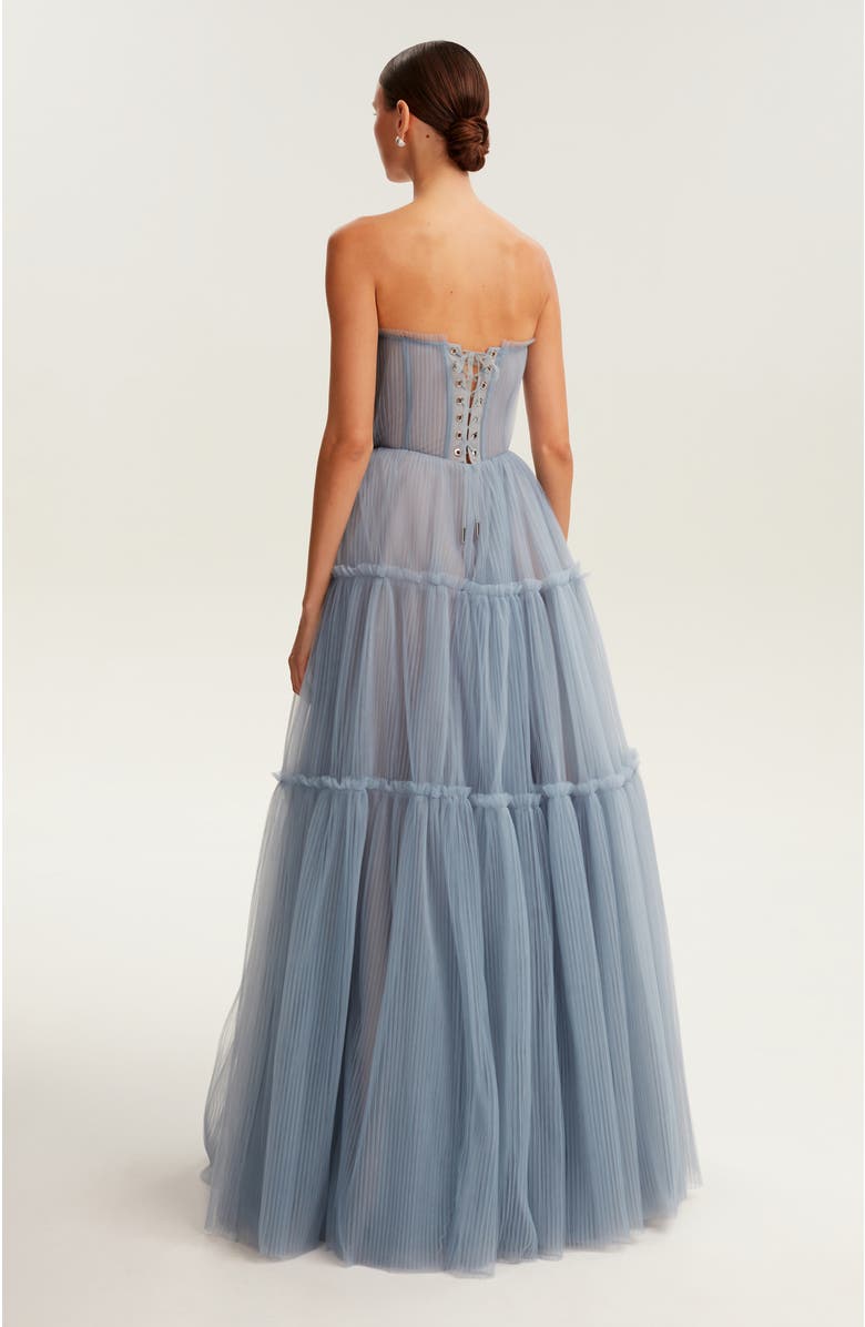 Milla Ruffled Tulle Maxi Formal Occasion Gown in Blue, Alternate, color, Blue