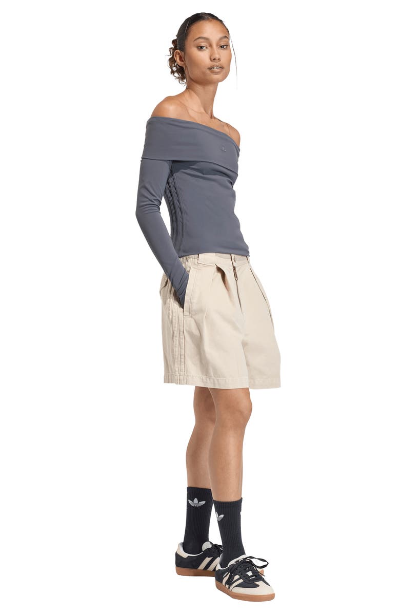 adidas Originals Essentials Off the Shoulder Long Sleeve Top, Alternate, color, Utility Black