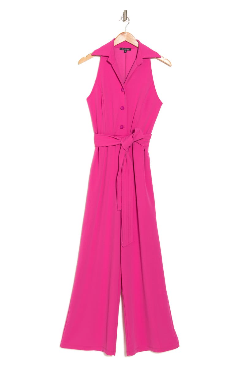 Marina Johnny Collar Jumpsuit, Alternate, color, Fucshia