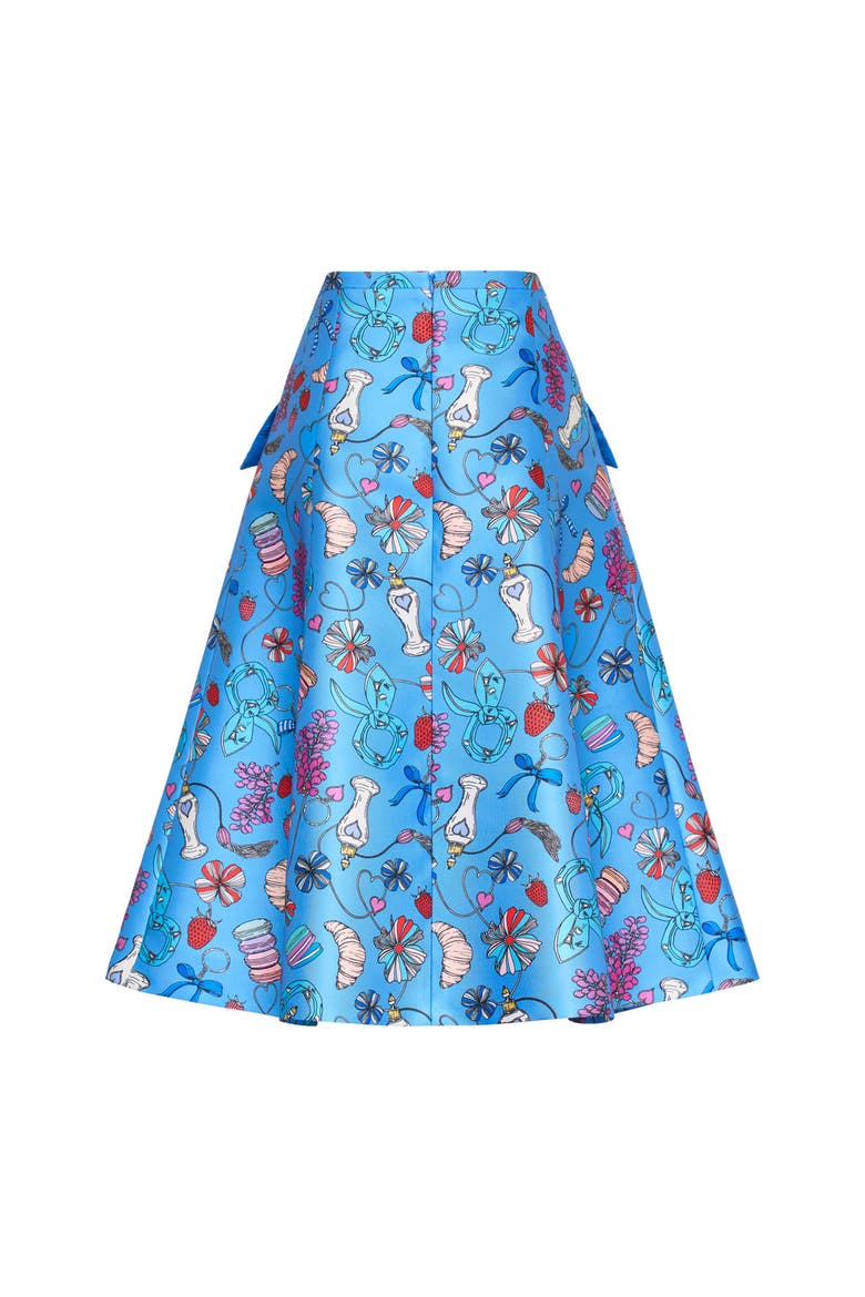 Printed Micado Skirt Vive la France - Print, Alternate, color, Blue/Multicolour