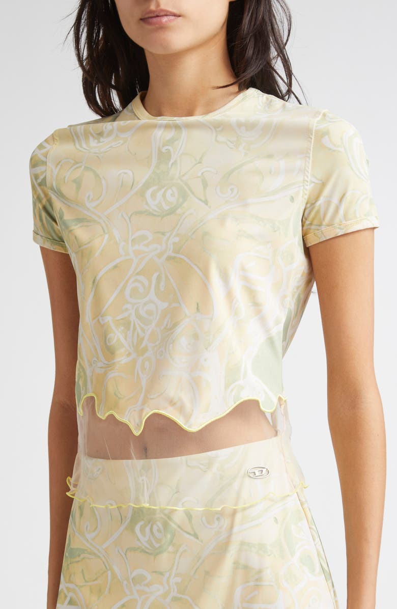 DIESEL<sup>®</sup> Heraldic Print Crop Top, Alternate, color, Lime Green