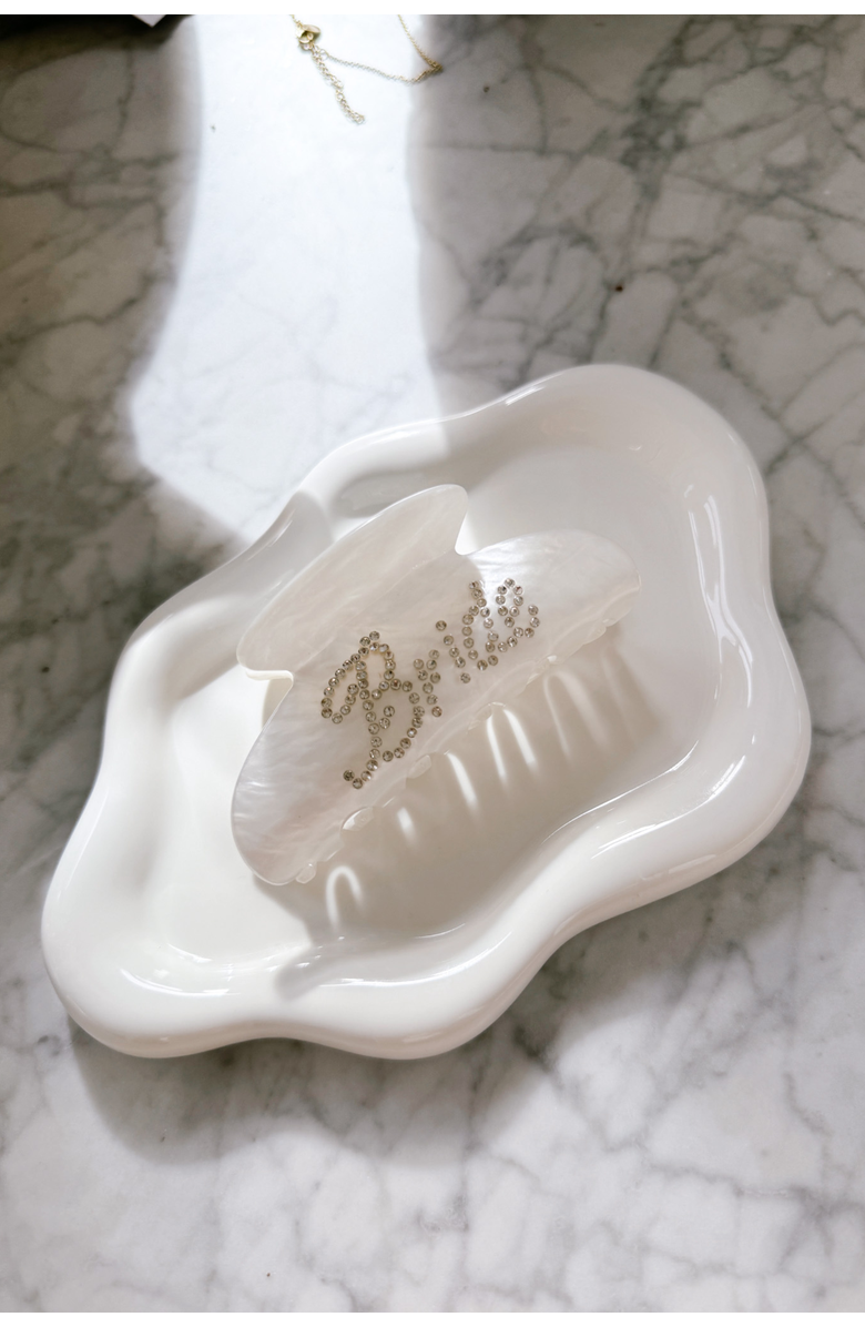 Untamed Petals BRIDE Crystal Claw Clip, Alternate, color, White