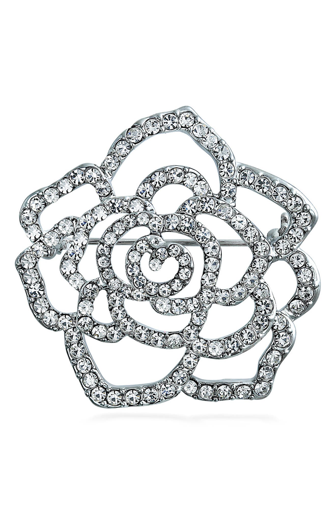 BLING JEWELRY Large Bridal Flower Shape Pin