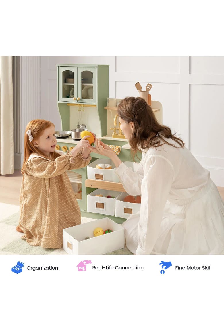 Serenity Wooden Play Kitchen Set in Green for Toddlers, Alternate, color, Multicolor