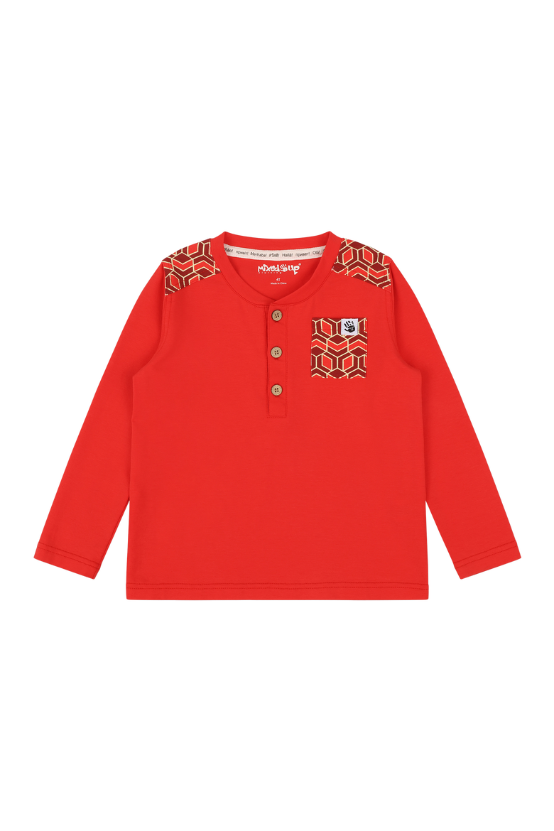Boys Pocket Long-Sleeve Henley Shirt, Alternate, color, Red