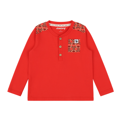 Mixed Up Clothing Boys Pocket Long-sleeve Henley Shirt In Red