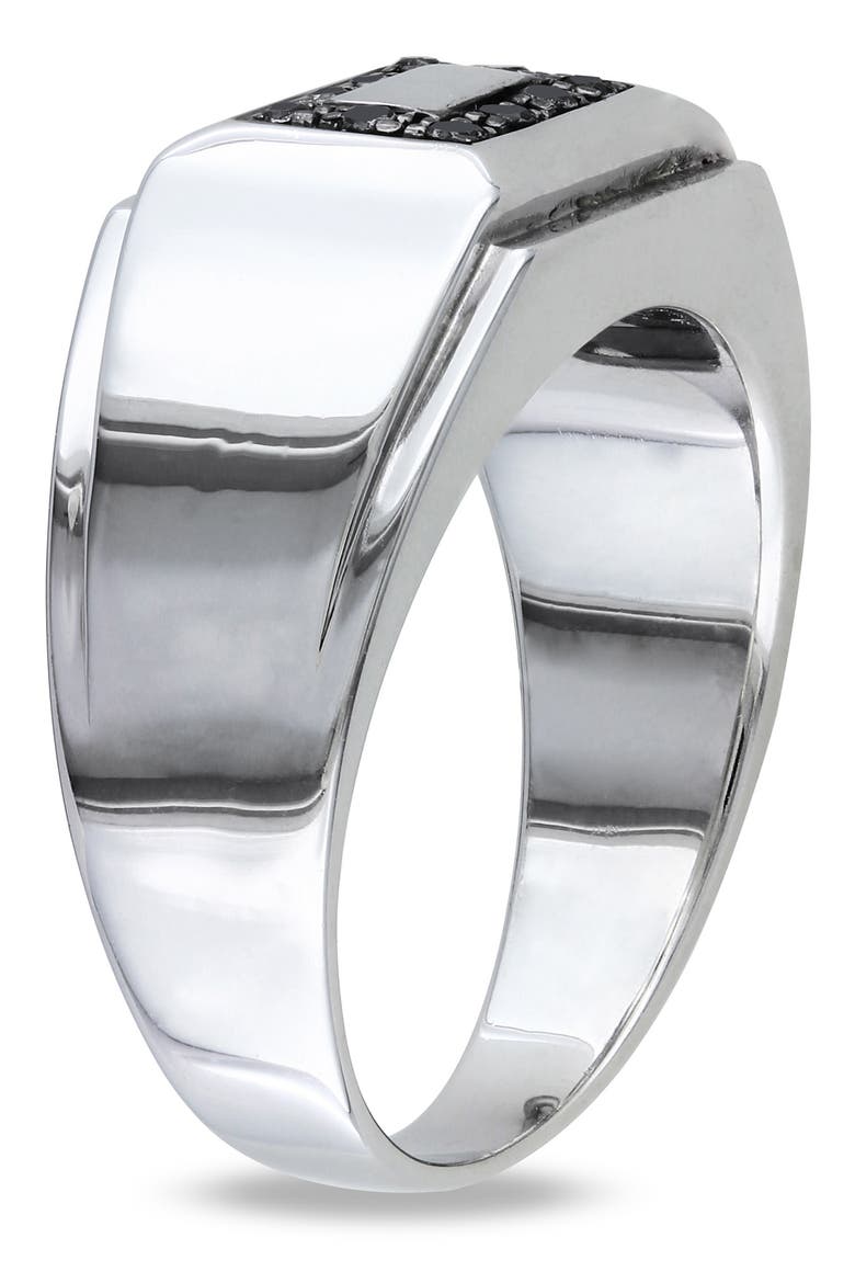 Men's Sterling Silver Pavé Black Diamond Square Ring - 0.10 ctw., Alternate, color, BLACK