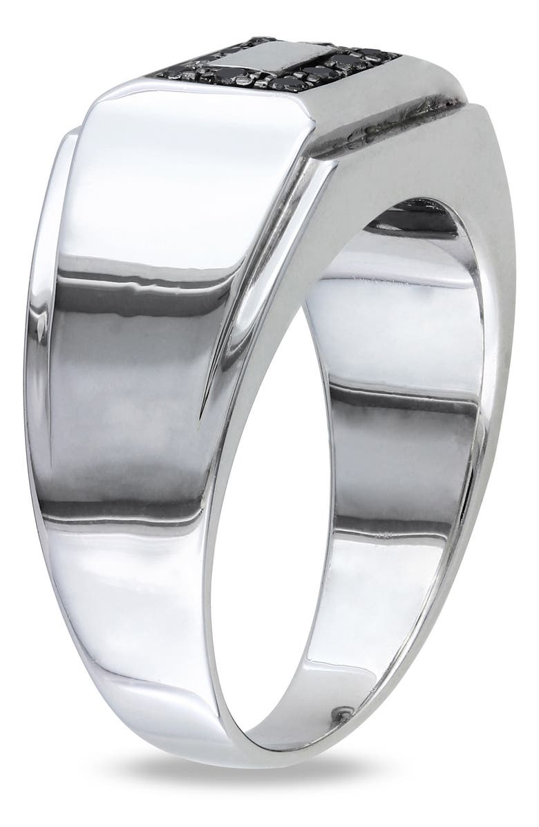 DELMAR Men's Sterling Silver Pavé Black Diamond Square Ring - 0.10 ctw., Alternate, color, Black