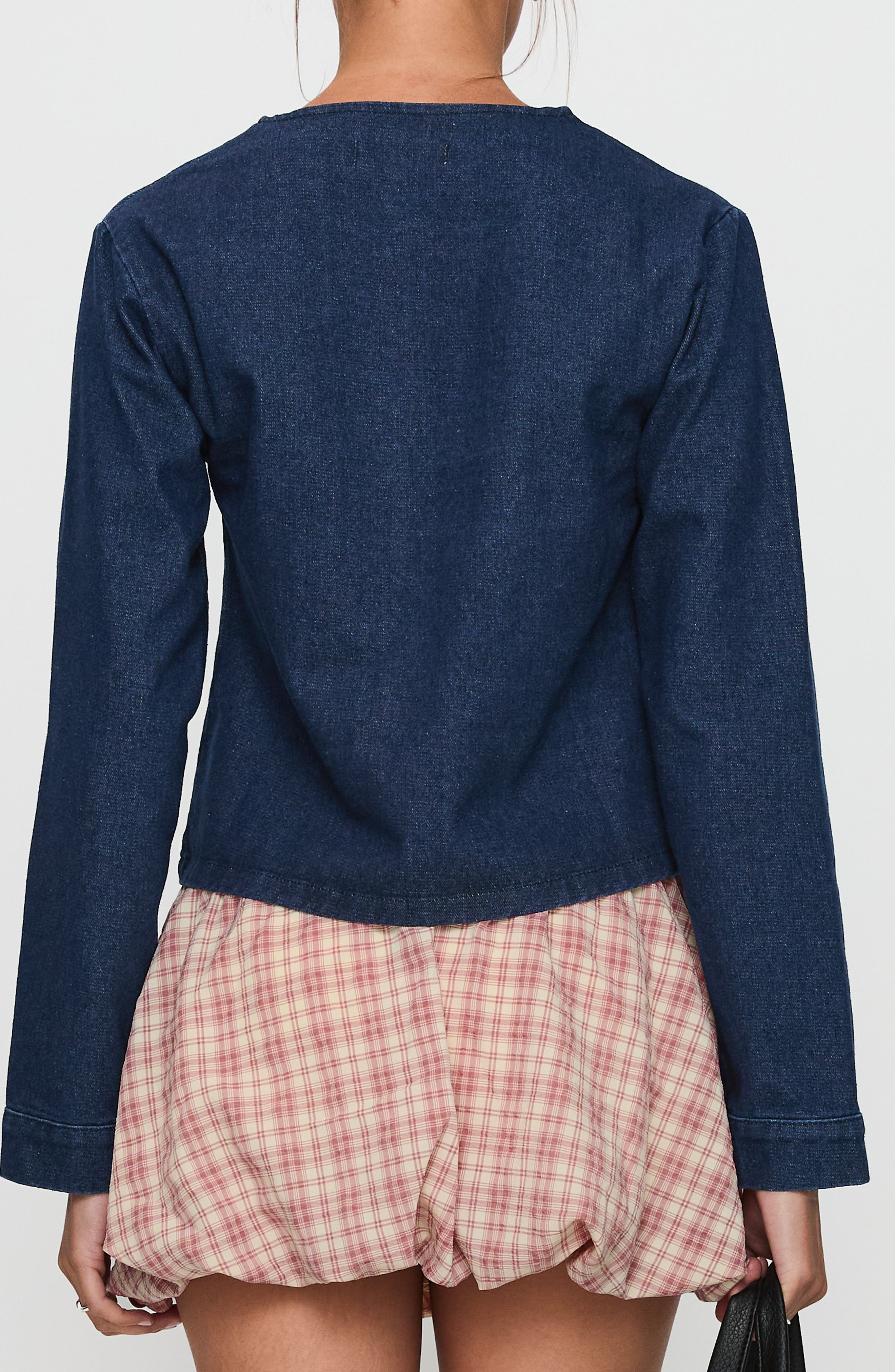 Never Alone Tie Front Cotton Denim Jacket - image 2