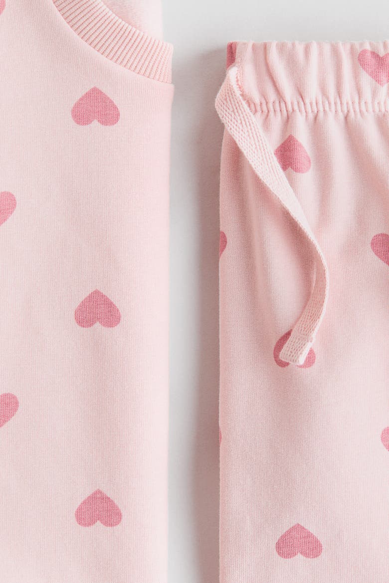 2-piece Printed Brushed Sweatshirt Set, Alternate, color, Light pink/hearts