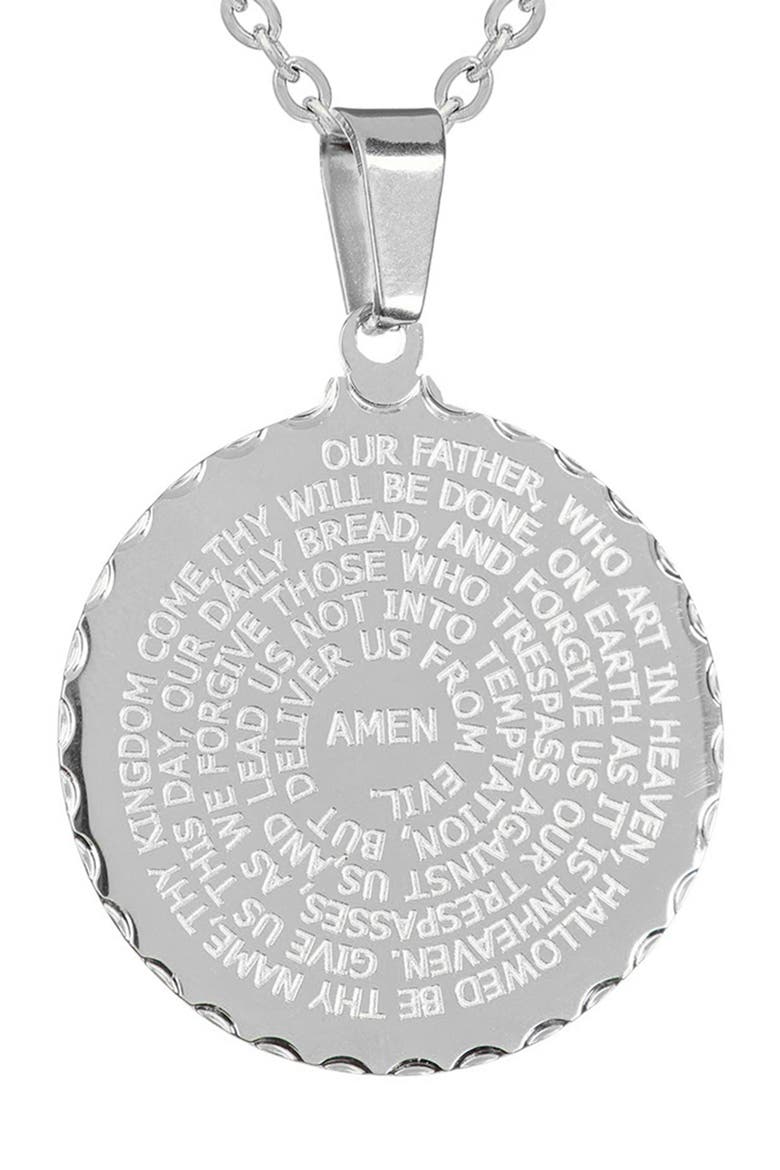The Lord's Prayer Medallion Necklace, Main, color, METALLIC