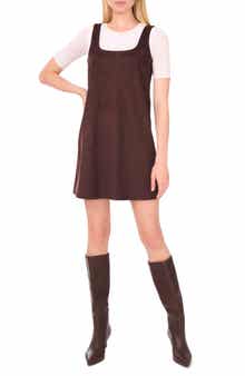 Seam Detail Faux Suede Shift Minidress