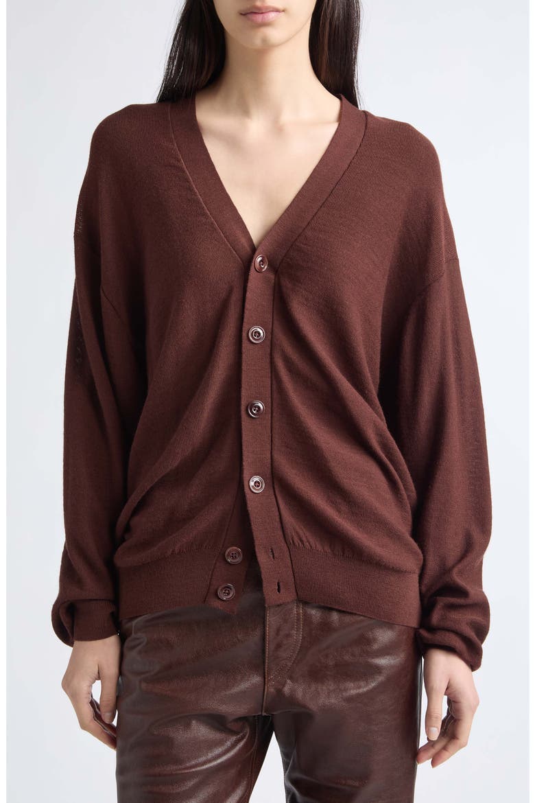 Relaxed Twisted Cardigan, Alternate, color, ACAJOU