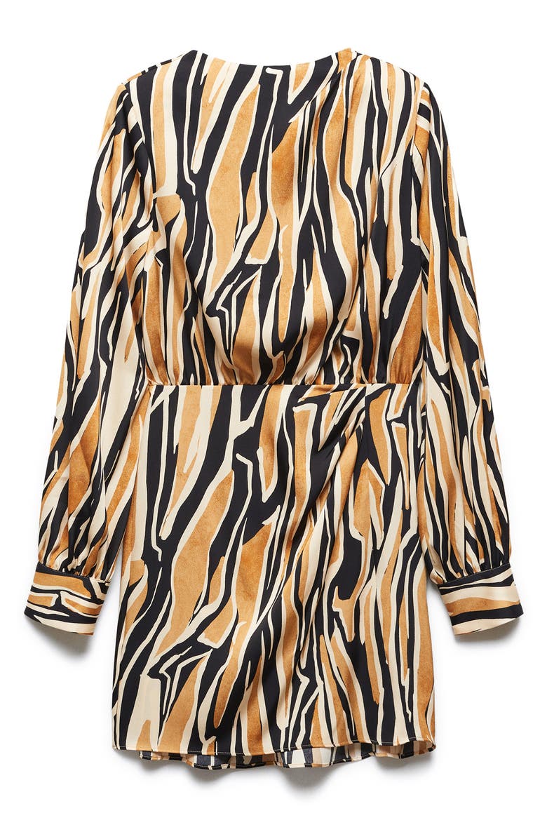 MANGO Abstract Print Long Sleeve Satin Minidress, Alternate, color, 