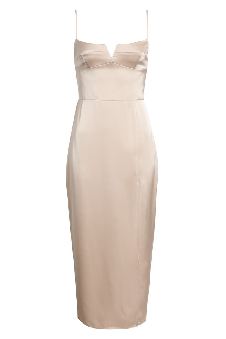 Lyra Bustier Bodice Satin Pencil Dress, Alternate, color, FARRO