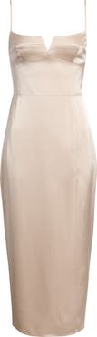 Amanda Uprichard Lyra Bustier Bodice Satin Pencil Dress