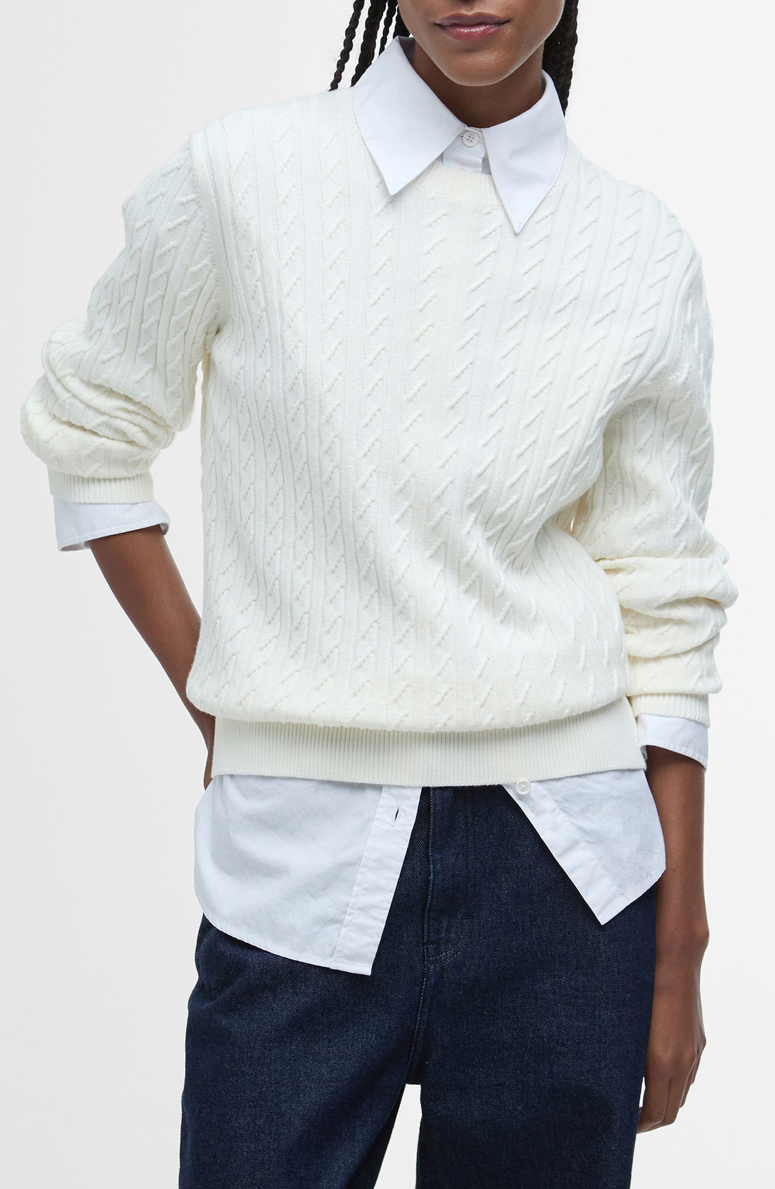 Hartland Cotton Cable Crewneck Sweater