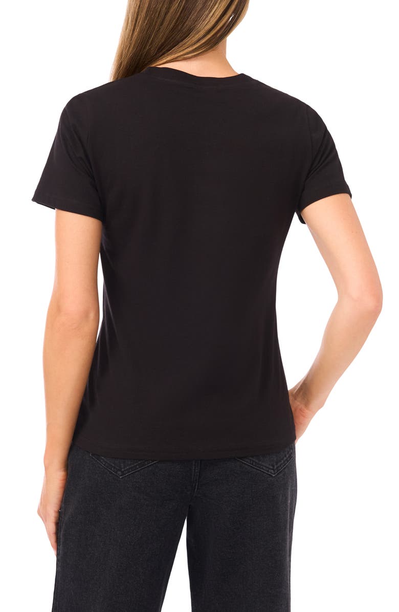 CeCe Rhinestone Bow Embellished Cotton T-Shirt, Alternate, color, Rich Black